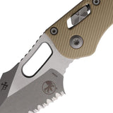 Microtech Stitch S E Ram Lok AP FS Tan Folding Knife With 3.75in Serrated Bohler M390MK Blade For EDC Enthusiasts by Microtech