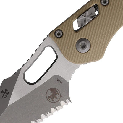 Microtech Stitch S E Ram Lok AP FS Tan Folding Knife With 3.75in Serrated Bohler M390MK Blade For EDC Enthusiasts by Microtech