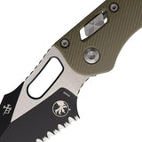 Microtech Stitch SE Ram Lok FS Fluted G10 Green Handle Serrated M390MK Blade 5 Inch Closed For EDC Enthusiasts by Microtech