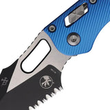 Microtech Stitch SE Ram Lok PS Blue Knife For EDC Enthusiasts, 5in Closed, 3.75in Bohler M390MK Serrated Blade by Microtech