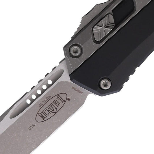 Microtech Auto Glykon TE OTF Apocalyptic Black Finish Tactical Knife For Collectors And Knife Enthusiasts by Microtech