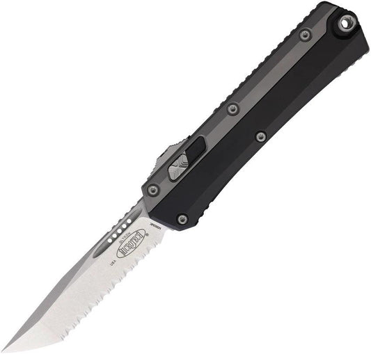 Microtech Auto Glykon OTF Knife Elite EDC With Manual Safety And 4 Inch Blade Stonewash Aluminum Handle by Microtech