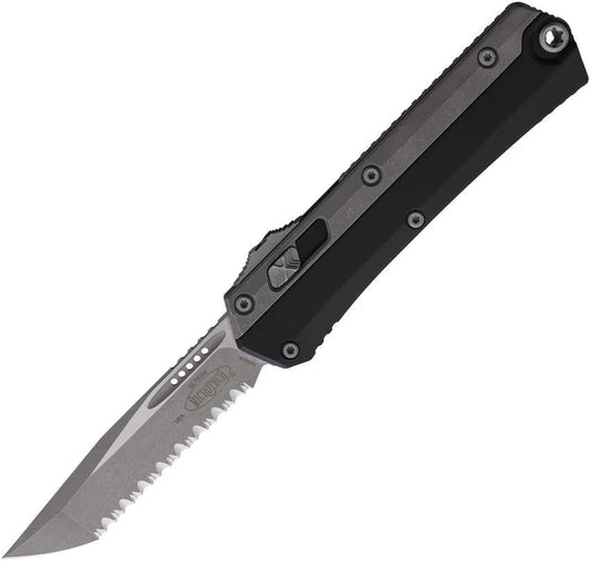 Microtech Glykon Auto Knife TE OTF With Apocalyptic Finish Serrated Tanto Blade For Tactical Enthusiasts by Microtech
