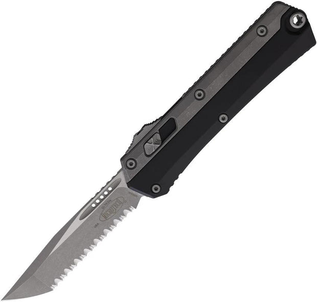 Microtech Glykon Auto Knife TE OTF With Apocalyptic Finish Serrated Tanto Blade For Tactical Enthusiasts by Microtech