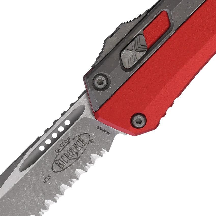 Microtech Auto Glykon OTF Knife AP FS 18512APRD For Tactical Collectors Automatic Opening Serrated Tanto by Microtech