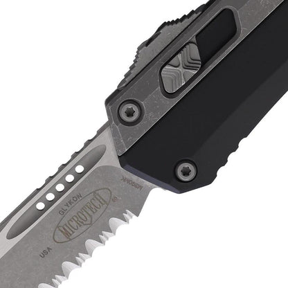 Microtech Glykon Auto Knife TE OTF With Apocalyptic Finish Serrated Tanto Blade For Tactical Enthusiasts by Microtech