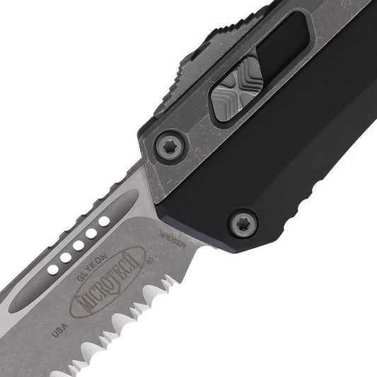 Microtech Glykon Auto Knife TE OTF With Apocalyptic Finish Serrated Tanto Blade For Tactical Enthusiasts by Microtech