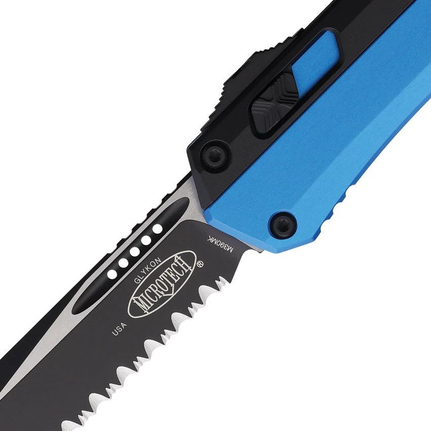 Microtech Auto Glykon OTF Knife Blue FS 185 3BL Quick One Hand Deployment For Enthusiasts And Professionals by Microtech