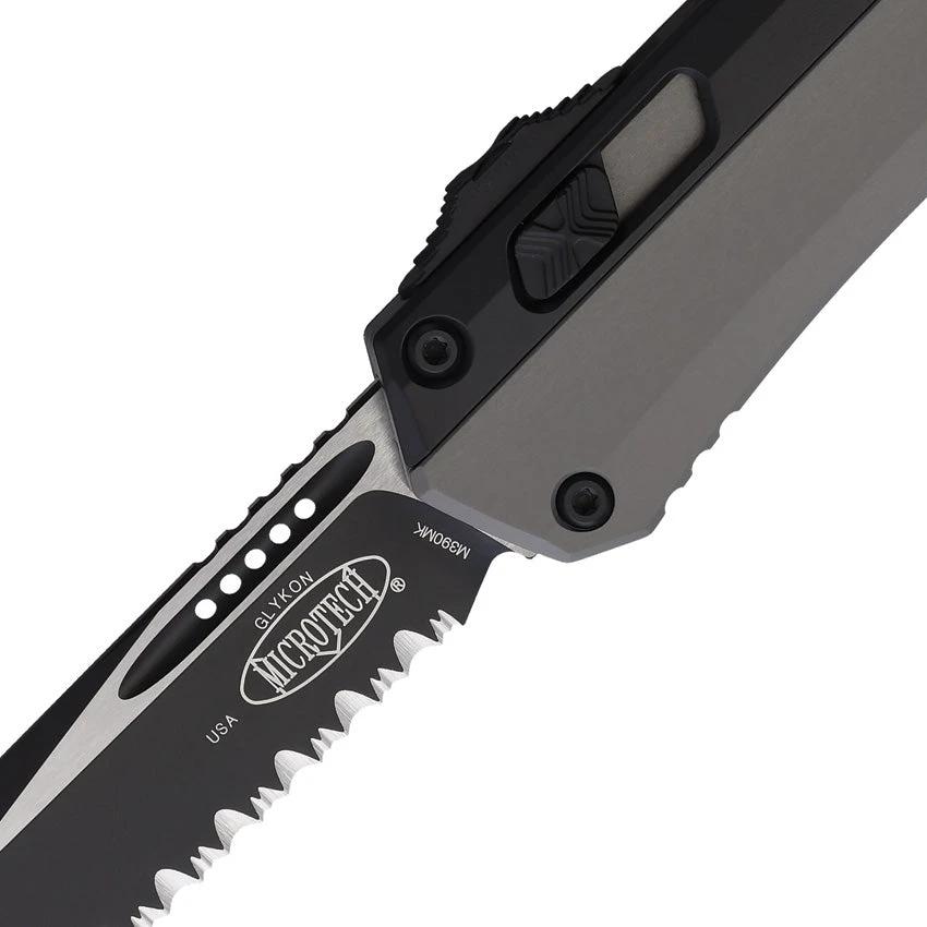 Microtech Auto Glykon TE OTF Knife Automatic Opening For EDC Enthusiasts 5.25 Inch Closed 4 Inch Serrated Tanto by Microtech