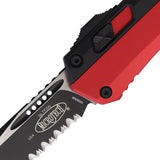 Microtech Auto Glykon OTF Knife Red Black Aluminum Five Point Two Five Inch Closed Serrated Tactical Tanto Blade by Microtech