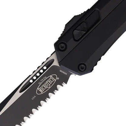Microtech Auto Glykon OTF Knife Automatic Opening 5.25in Closed 4in Blade EDC Fans Premium Steel Tanto Black Aluminum by Microtech