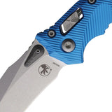 Microtech Amphibian SE Ram-Lok Blue Folding Knife For EDC Enthusiasts, 4-Inch M390MK Blade, Fluted Aluminum Handle by Microtech