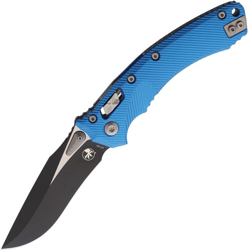 Microtech Amphibian SE RamLok Blue Aluminum Handle 137RL 1FLBL Premium Two Tone M390MK Blade EDC Knife by Microtech