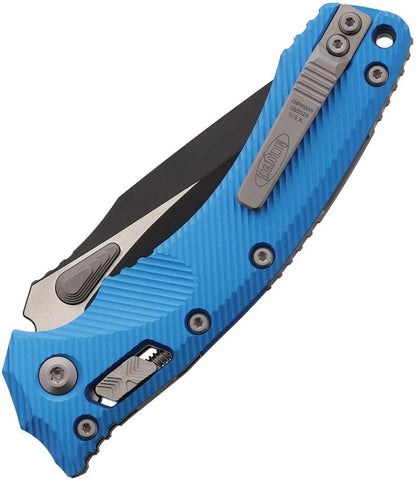 Microtech Amphibian SE RamLok Blue Aluminum Handle 137RL 1FLBL Premium Two Tone M390MK Blade EDC Knife by Microtech