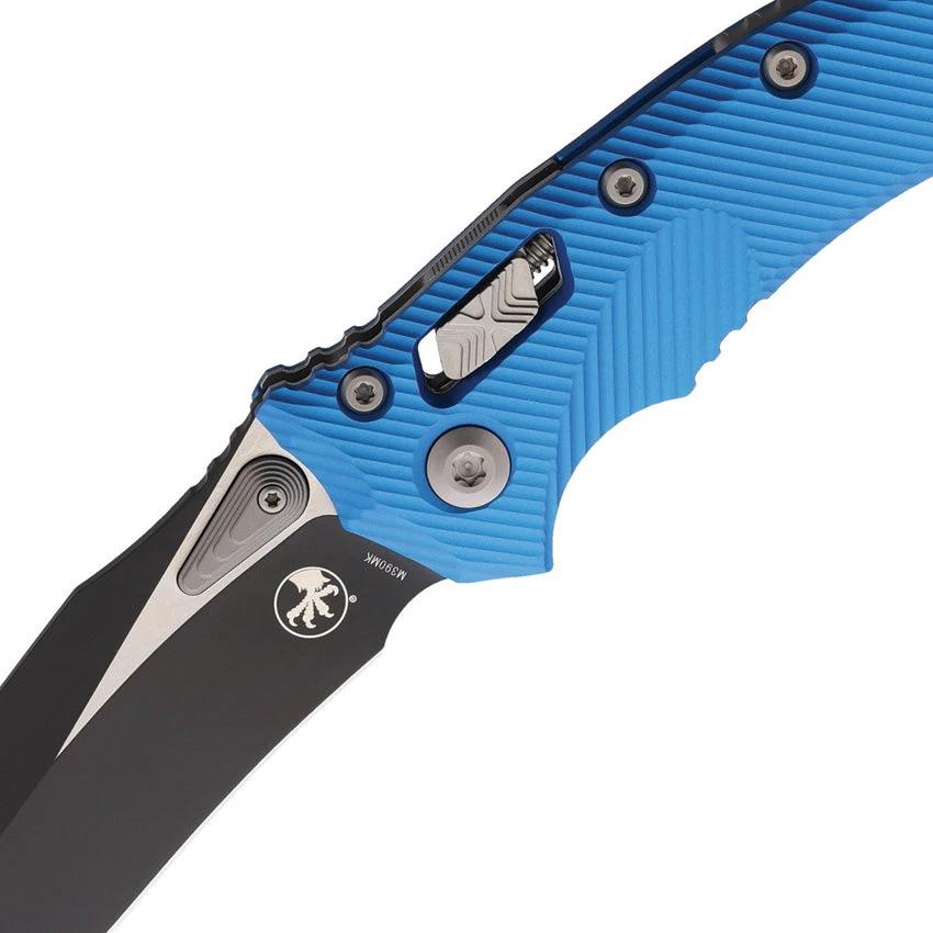 Microtech Amphibian SE RamLok Blue Aluminum Handle 137RL 1FLBL Premium Two Tone M390MK Blade EDC Knife by Microtech