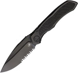 Premium Microtech Anax Framelock Knife DLC Coated Steel Blade Partially Serrated With Carbon Fiber Inlay For EDC Enthusiasts by Microtech
