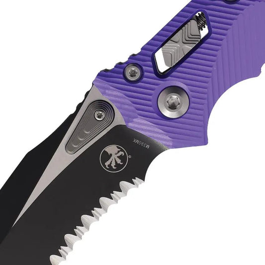 Microtech Amphibian SE Ram Lok Knife M390MK Stainless Blade Purple Aluminum Handle Two Tone for EDC Enthusiasts by Microtech