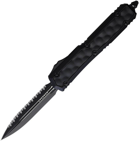 Microtech Auto Makora DE OTF Knife Black Cerakote Serrated Blade Glass Breaker for Tactical Enthusiasts by Microtech
