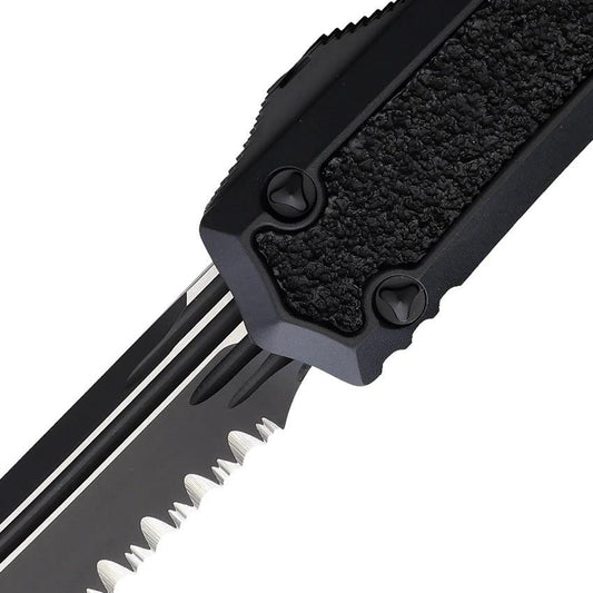 Microtech Makora TE OTF Knife Auto With Glass Breaker Two Tone Serrated Tanto For Tactical EDC Enthusiasts by Microtech