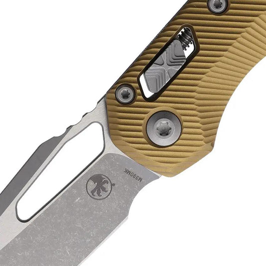Microtech MSI Ram Lok AP Tan Aluminum Folding Knife With 3.75 Inch Apocalyptic Finish M390 Blade For Tactical EDC by Microtech