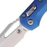 Microtech Ram Lok SW Blue Knife For EDC Enthusiasts With Stonewashed M390MK Blade And Aluminum Handle by Microtech