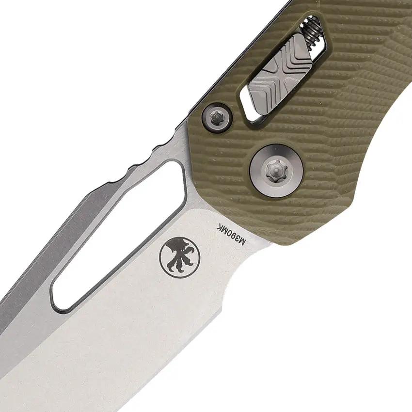 Microtech MSI Ram Lok Sheepsfoot Knife 3.75In M390 Stonewash Blade Fluted G10 OD Green For EDC Enthusiasts by Microtech