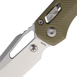 Microtech MSI Ram Lok Sheepsfoot Knife 3.75In M390 Stonewash Blade Fluted G10 OD Green For EDC Enthusiasts by Microtech