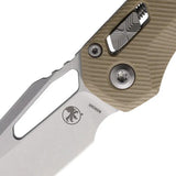 Microtech MSI Ram-Lok SW Tan Folding Knife For EDC 5In Closed 3.75In Stonewash M390MK Sheepsfoot by Microtech