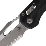 Microtech Ram-Lok AP PS Black G10 EDC Knife For Collectors Elite Bohler M390MK 3.75In Serrated Blade 5In Closed by Microtech