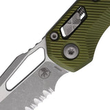 Microtech MSI Ram Lok Knife 3.75 Inch Bohler M390MK Blade Apocalyptic Finish OD Green Fluted Aluminum Handle EDC Ready by Microtech