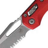Microtech Ram-Lok AP Red Folding Knife with Apocalyptic Finish Partially Serrated M390MK Blade for EDC Enthusiasts by Microtech