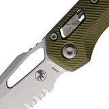Microtech Ram Lok MSI Folding Knife OD Green Aluminum Handle 3.75 Inch Bohler M390MK Blade Partially Serrated EDC by Microtech