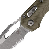 Microtech Ram Lok Tri Grip Tactical Knife Apocalyptic Finish M390 Sheepsfoot 3.75in Blade OD Green G10 by Microtech