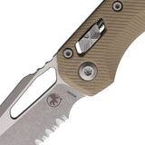 Microtech Ram-Lok MSI EDC Knife Tan G10 With Serrated M390 Blade And Apocalyptic Finish by Microtech