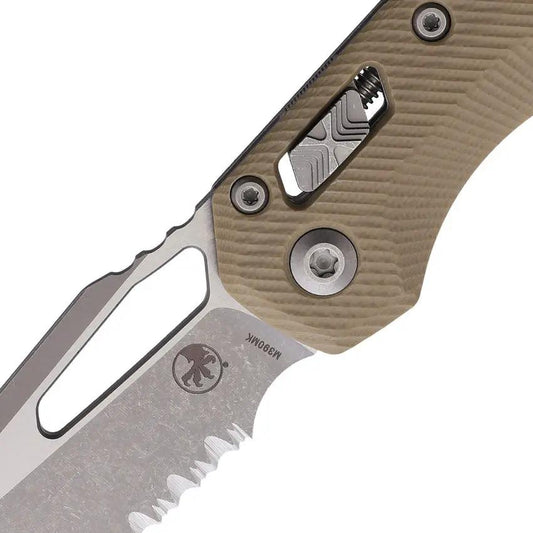 Microtech Ram-Lok MSI EDC Knife Tan G10 With Serrated M390 Blade And Apocalyptic Finish by Microtech