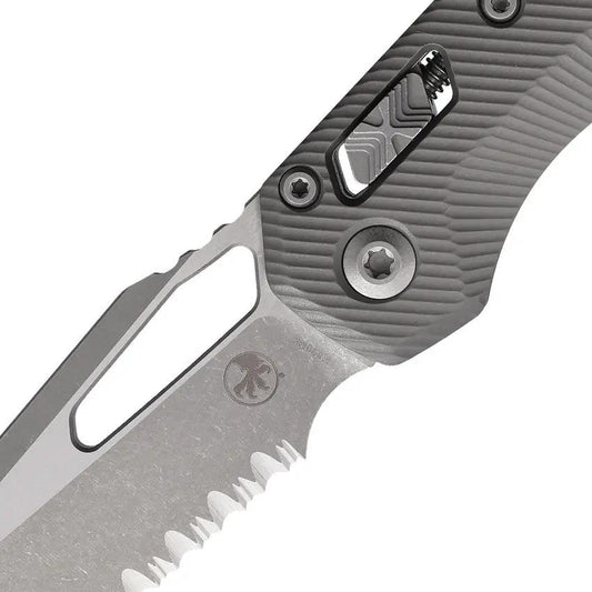 Microtech Ram Lok AP FS Gray Knife With Serrated M390 Blade For Tactical EDC Enthusiasts by Microtech
