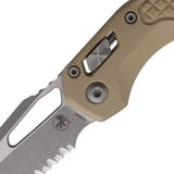 Microtech MSI Ram-Lok AP FS Tan G10 Folding Knife 3.75in M390MK Serrated Blade Apocalyptic Finish For EDC by Microtech