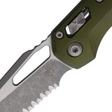 Microtech Ram-Lok AP OD Knife For EDC Enthusiasts Five Inch Closed 3.75 Inch Serrated M390MK Blade OD Green by Microtech