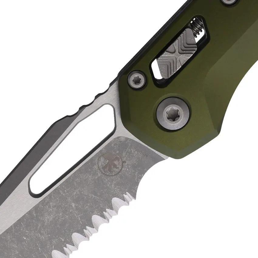 Microtech Ram-Lok AP OD Knife For EDC Enthusiasts Five Inch Closed 3.75 Inch Serrated M390MK Blade OD Green by Microtech