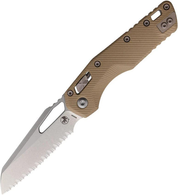 Microtech Ram Lok SW FS Tan Knife For EDC Enthusiasts With 3.75in Serrated M390 Blade And Tan G10 Handle by Microtech