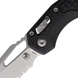Microtech Ram Lok SW FS Black Frag Pattern G10 EDC Knife Five Inch Closed Three And Three Quarter Inch Blade M390 by Microtech