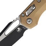 Microtech MSI Ram-Lok Fluted Brown 210-1FLBN Folding Knife With 3.75-Inch M390MK Sheepsfoot Blade For EDC Enthusiasts by Microtech