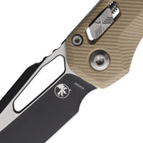 Microtech Ram-Lok Tan EDC Knife M390MK Sheepsfoot Blade 3.75In Closed 5In G10 Handle Boxed by Microtech