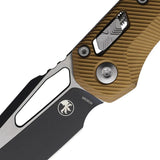 Microtech Ram Lok EDC Knife Premium Tan Aluminum Handle 2101FLTA With M390MK Blade Thumb Pull For Tactical Enthusiasts by Microtech
