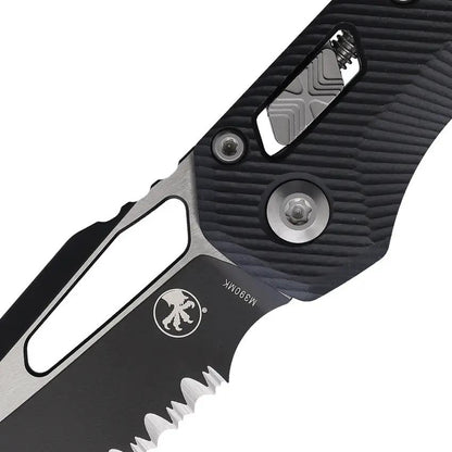 Microtech Ram Lok Folding Knife Black G10 Handle 3.75 Inch Blade M390 For EDC Enthusiasts Partially Serrated by Microtech