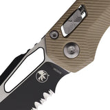 Microtech Ram-Lok SE Fluted PS EDC Knife With M390MK Blade And Tan G10 Handle Ergonomic Grip by Microtech