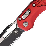 Microtech RamLok Knife Red Closed TwoTone Partially Serrated M390MK Sheepsfoot Blade Aluminum Handle For EDC Enthusiasts by Microtech