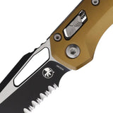 Microtech Ram Lok Tan PS Folding Knife With Bohler M390MK Blade Partially Serrated Aluminum Handle EDC Tactical by Microtech