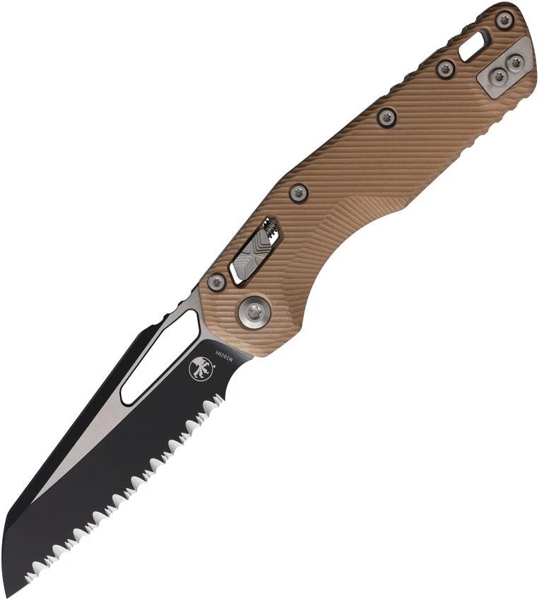 Microtech MSI Ram-Lok FS Folding Knife Brown Fluted Aluminum Handle 3.75in M390MK Serrated Sheepsfoot EDC Enthusiasts by Microtech
