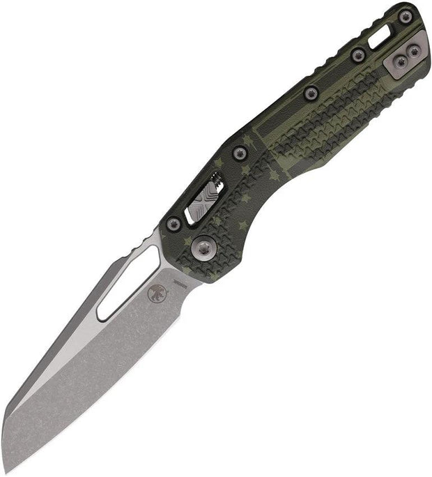 Microtech MSI Ram-Lok Tri Grip Flag Knife 210T10APPMODFLAG M390MK Stainless Sheepsfoot 5 Inch Closed for Enthusiasts by Microtech